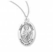 Sterling Silver Oval St Philomena - 18" Chain - Boxed - Necklace