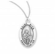 Sterling Silver Oval St Rita - 18" Chain - Boxed - Necklace