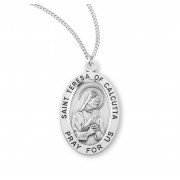 Sterling Silver Oval St. Teresa of Calcutta - 18" Chain - Boxed - Necklace
