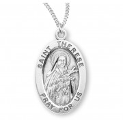 Sterling Silver Oval St. Therese - 18" Chain - Boxed - Necklace