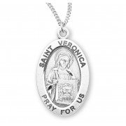 Sterling Silver Oval St. Veronica - 18" Chain - Boxed - Necklace