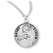 Sterling Silver Round St Aidan - 20" Chain - Boxed - Necklace