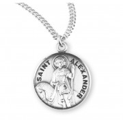 Sterling Silver Round St Alexander - 20" Chain - Boxed - Necklace