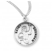Sterling Silver Round St Brendan - 20" Chain - Boxed - Necklace