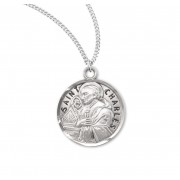 Sterling Silver Round St Charles - 20" Chain - Boxed - Necklace