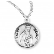 Sterling Silver Round St David - 20" Chain - Boxed - Necklace
