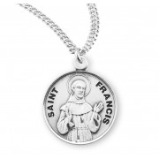 Sterling Silver Round St Francis - 20" Chain - Boxed - Necklace