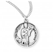 Sterling Silver Round St. Genesius - 20" Chain - Boxed - Necklace