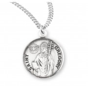 Sterling Silver Round St Gregory - 20" Chain - Boxed - Necklace