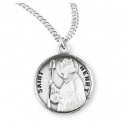 Sterling Silver Round St Henry - 20" Chain - Boxed - Necklace