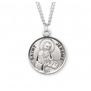 Sterling Silver Round St Jerome - 20" Chain - Boxed - Necklace