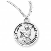 Sterling Silver Round St John The Baptist - 20" Chain - Boxed - Necklace