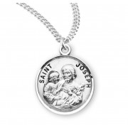 Sterling Silver Round St Joseph - 20" Chain - Boxed - Necklace