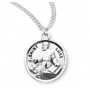 Sterling Silver Round St Luke - 20" Chain - Boxed - Necklace