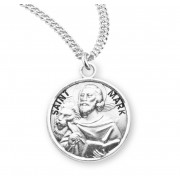 Sterling Silver Round St Mark - 20" Chain - Boxed - Necklace