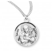 Sterling Silver Round St Martin - 20" Chain - Boxed - Necklace