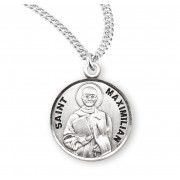 Sterling Silver Round St Maximilian Kolbe - 20" Chain - Boxed - Necklace