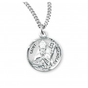 Sterling Silver Round St Nicholas - 20" Chain - Boxed - Necklace