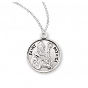 Sterling Silver Round St Patrick - 20" Chain - Boxed - Necklace