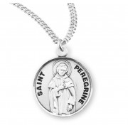 Sterling Silver Round St Peregrine w/*20" Chain - Boxed - Necklace
