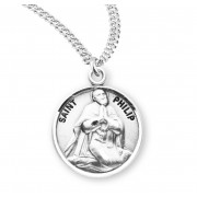 Sterling Silver Round St Philip - 20" Chain - Boxed - Necklace