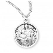 Sterling Silver Round St Raphael - 20" Chain - Boxed - Necklace