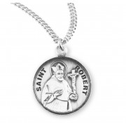 Sterling Silver Round St Robert - 20" Chain - Boxed - Necklace