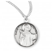 Sterling Silver Round St Stephen - 20" Chain - Boxed - Necklace