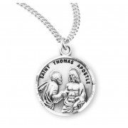 Sterling Silver Round St Thomas the Apostle - 20" Chain - Boxed - Necklace
