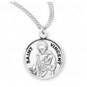 Sterling Silver Round St. Vincent - 20" Chain - Boxed - Necklace