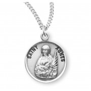 Sterling Silver Round St Agnes - 18" Chain - Boxed - Necklace
