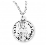 Sterling Silver Round St Alexandra - 18" Chain - Boxed - Necklace