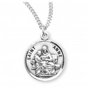 Sterling Silver Round St Anne - 18" Chain - Boxed - Necklace