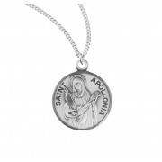 Sterling Silver Round St Apollonia - 18" Chain - Boxed - Necklace