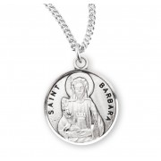 Sterling Silver Round St Barbara - 18" Chain - Boxed - Necklace
