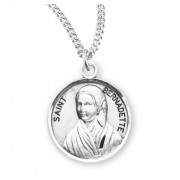 Sterling Silver Round St Bernadette - 18" Chain - Boxed - Necklace