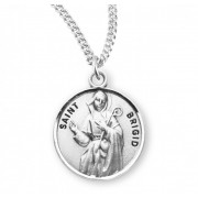 Sterling Silver Round St Brigid - 18" Chain - Boxed - Necklace