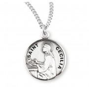 Sterling Silver Round St Cecilia - 18" Chain - Boxed - Necklace