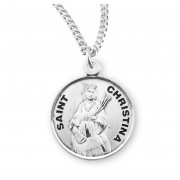Sterling Silver Round St Christina - 18" Chain - Boxed - Necklace