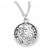 Sterling Silver Round St Clare - 18" Chain - Boxed - Necklace