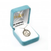 Sterling Silver Round St Dymphna - 18" Chain - Boxed - Necklace