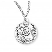 Sterling Silver Round St Emily - 18" Chain - Boxed - Necklace
