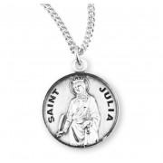 Sterling Silver Round St Julia - 18" Chain - Boxed - Necklace