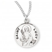 Sterling Silver Round St Lucy - 18" Chain - Boxed - Necklace
