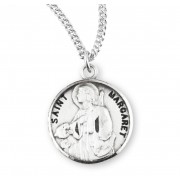Sterling Silver Round St Margaret - 18" Chain - Boxed - Necklace
