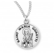 Sterling Silver Round St Maria Goretti - 18" Chain - Boxed - Necklace