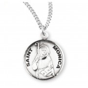Sterling Silver Round St Monica - 18" Chain - Boxed - Necklace