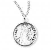 Sterling Silver Round St Patricia - 18" Chain - Boxed - Necklace