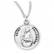 Sterling Silver Round St Philomena - 18" Chain - Boxed - Necklace
