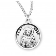 Sterling Silver Round St Rose - 18" Chain - Boxed - Necklace